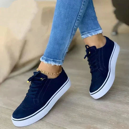 Olivya Womens Lace Up Platform Sneakers With Cushioned Sole For Everyday Chic Comfort