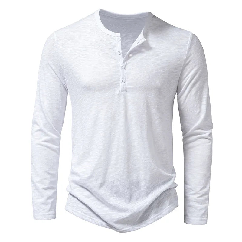 Men's Classic Long Sleeved Shirt With Refined Button Placket For Versatile Casual To Semi Formal Wear