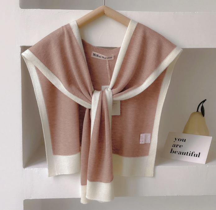 TrendAura Emma Striped Knit Shoulder Shawl - Lightweight Versatile Wrap for Spring and Autumn