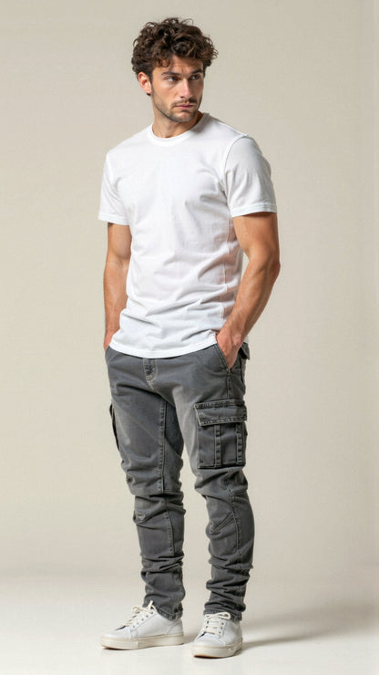 Jack Slim Fit Cargo Jeans For Men With Functional Pockets Versatile Everyday Wear