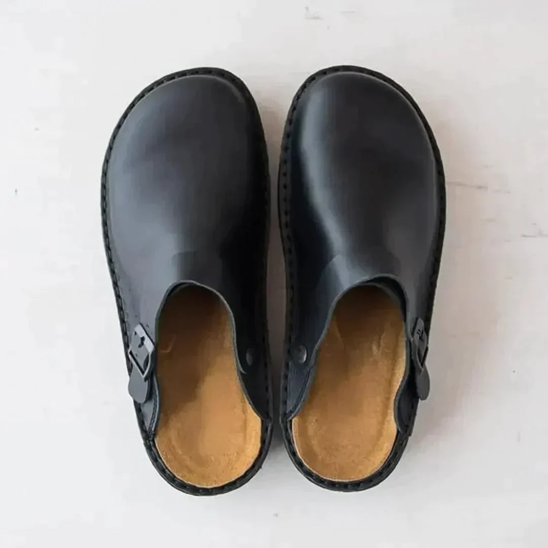 Ergonomic leather slippers