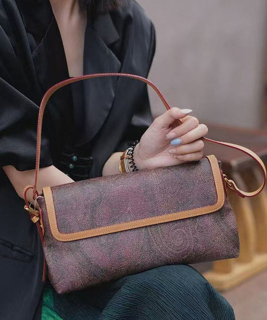 Sacs à bandoulière élégants en cuir durable jacquard chocolat - TrendAura