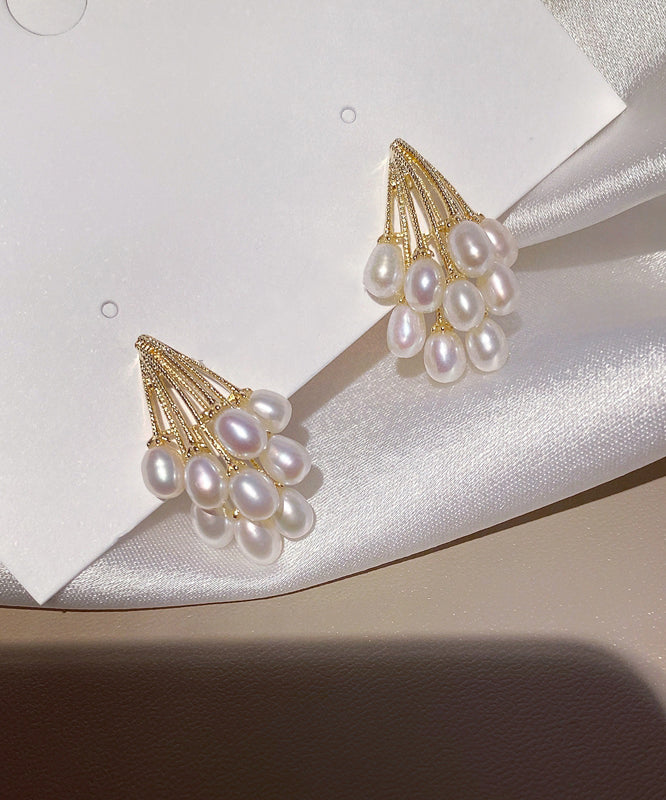 Boucles d'oreilles élégantes en or, cuivre et perles de raisin - TrendAura