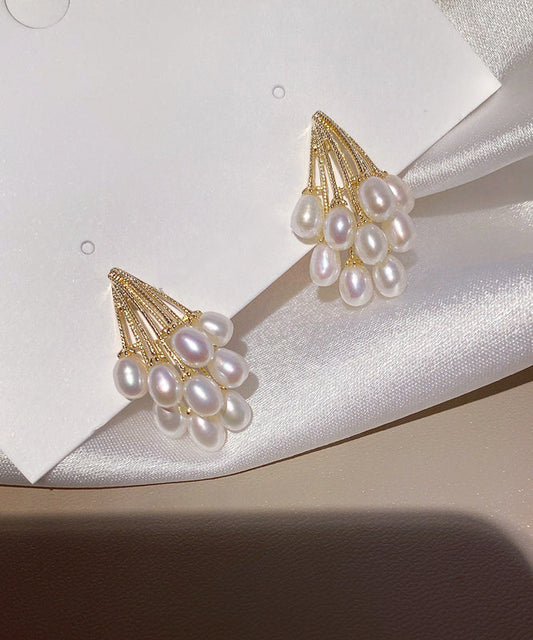 Boucles d'oreilles élégantes en or, cuivre et perles de raisin - TrendAura