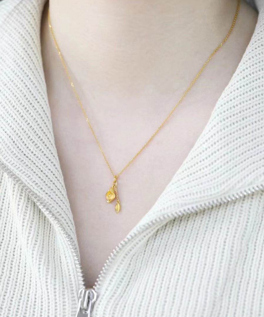 Collier élégant avec pendentif en argent sterling doré et doré - TrendAura