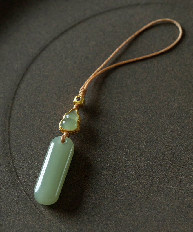 Porte-clés élégants en jade et zircon incrusté de cuivre vert - TrendAura