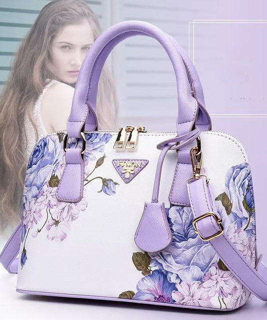 Sac fourre-tout élégant en similicuir violet jacquard solide et durable - TrendAura
