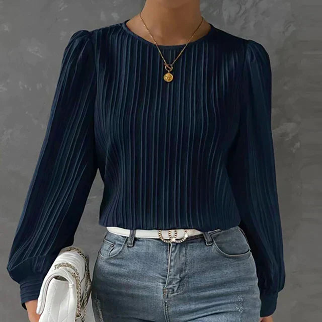Beatrix Lola Pleated Blouse For Women - Elegant, Durable Comfort With Refined Details