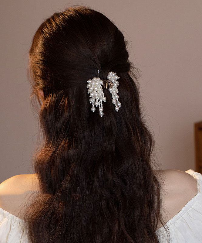 Épingle à cheveux élégante en alliage acrylique blanc avec pompon de perle - TrendAura