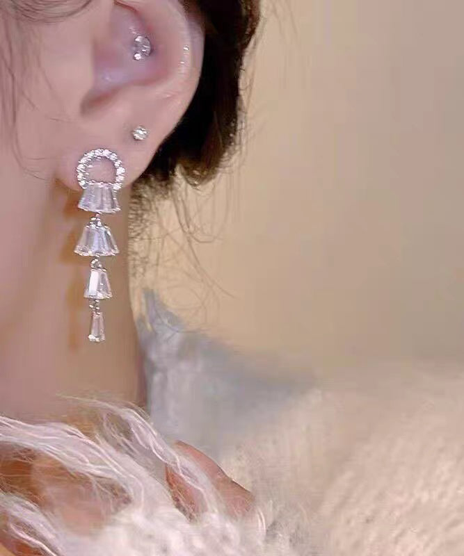 Boucles d'oreilles pendantes élégantes en alliage de zircon blanc - TrendAura