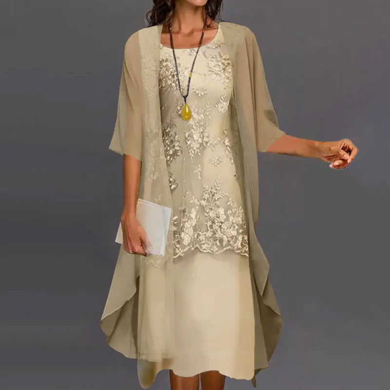 Elegant Chiffon Two-Piece Dress for Women – Sophisticated & Comfortabl