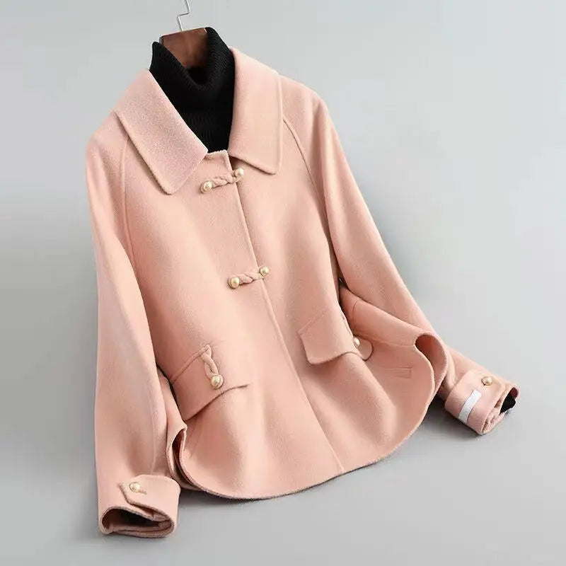 Elegant Pearl Button Coat for Women – Chic & Timeless Style