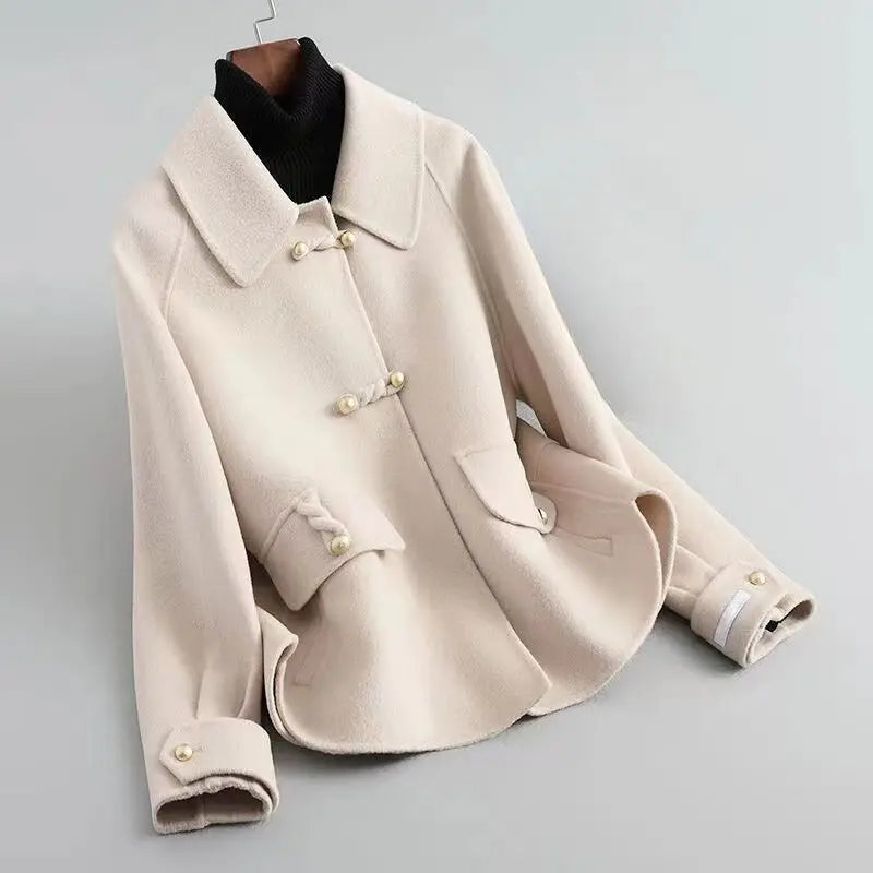 Elegant Pearl Button Coat for Women – Chic & Timeless Style