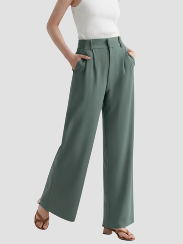 Elegant women's fabric pants with wide leg and high waist