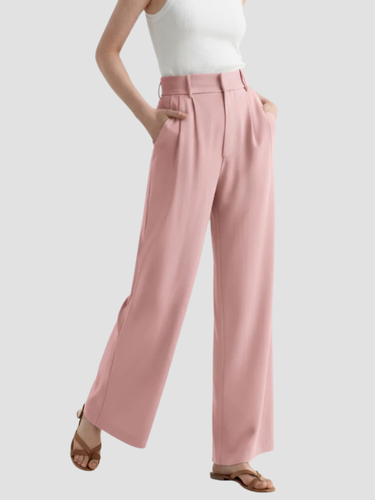 Elegant women's fabric pants with wide leg and high waist