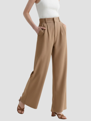 Elegant women's fabric pants with wide leg and high waist