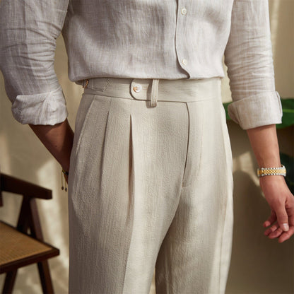 Elegant men's suit trousers made from cotton blend
