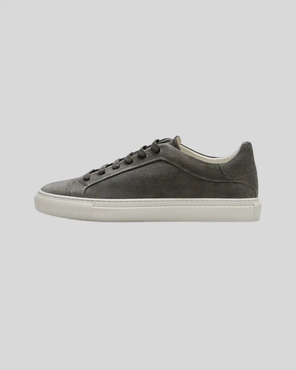 Elegant leather Oxford sneakers in dark gray