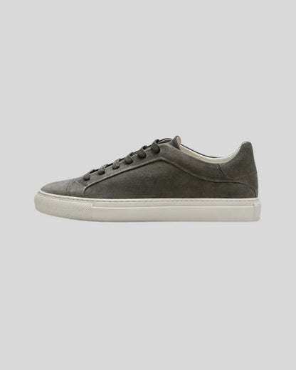 Elegant leather Oxford sneakers in dark gray