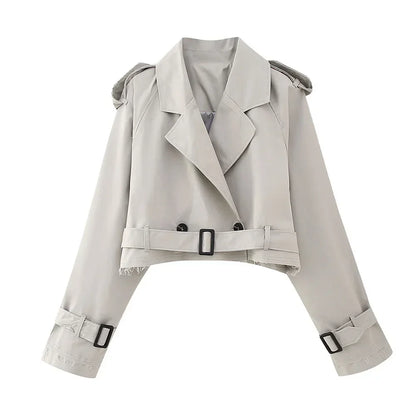 Elegant women's cropped jacket with belt