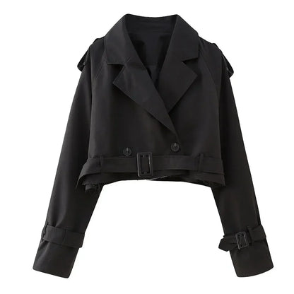Elegant women's cropped jacket with belt