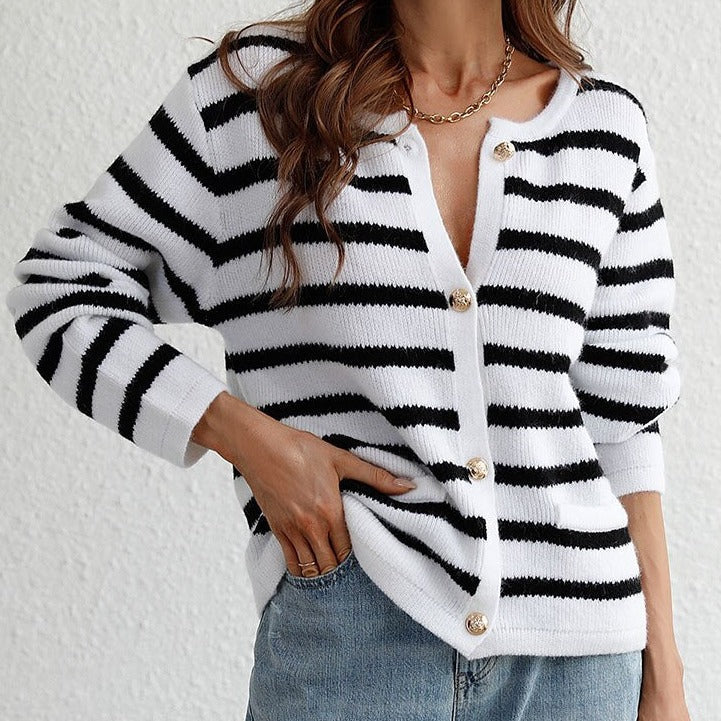Elegant striped cardigan for women