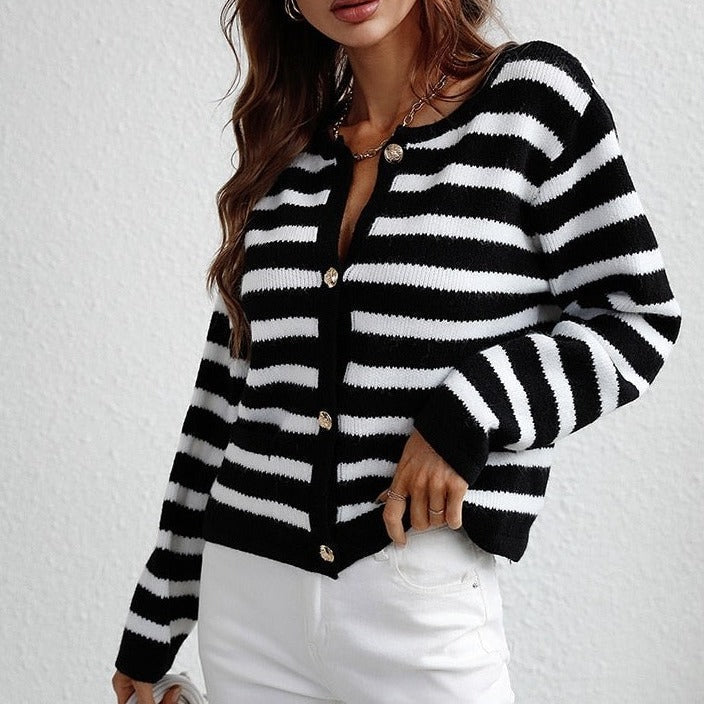 Elegant striped cardigan for women