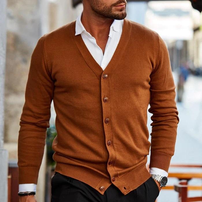 Elegant men's cardigan with V-neck and buttons – casual style for every occasion