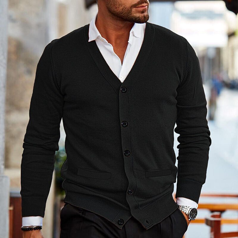 Elegant men's cardigan with V-neck and buttons – casual style for every occasion