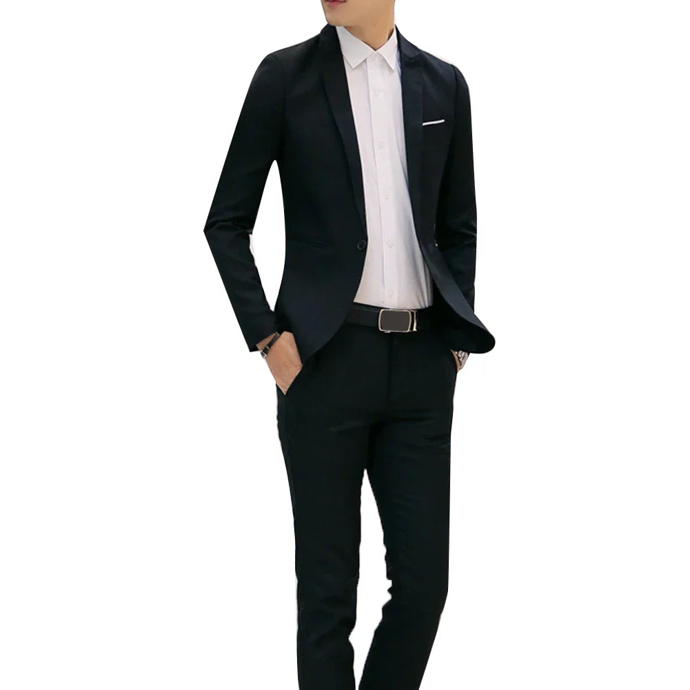 Elegant men's suit with blazer and trousers