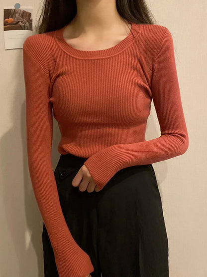 Elegant crew neck sweater women