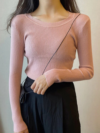 Elegant crew neck sweater women