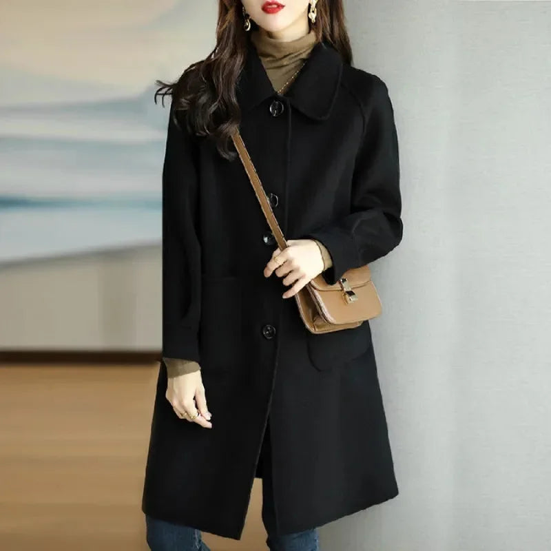 Elegant wool coat for women in Korean style