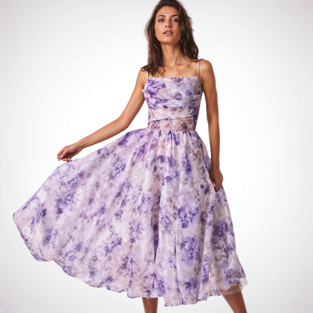 Elegant Floral Midi Dress for Women