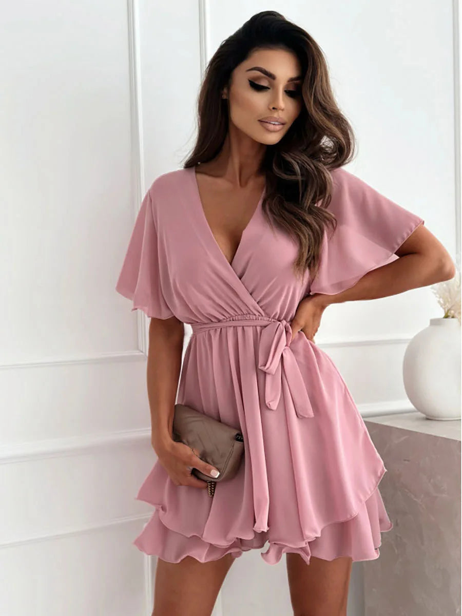 Elegant women's dress with V-neckline