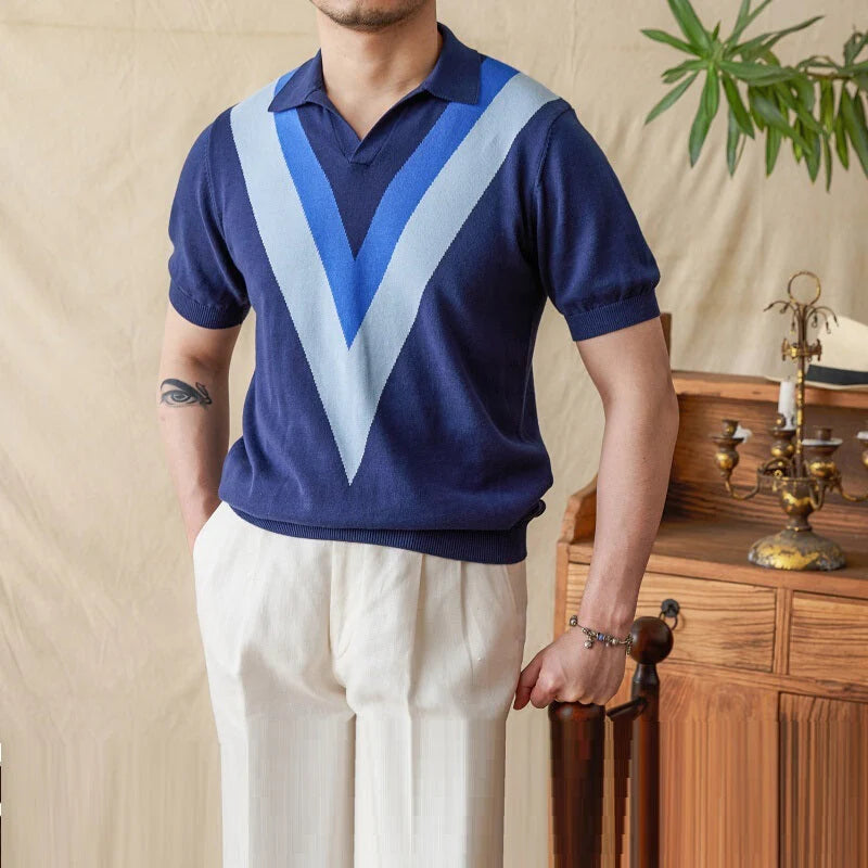 Elegant polo shirt made of silk blend for men