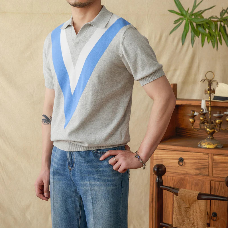 Elegant polo shirt made of silk blend for men