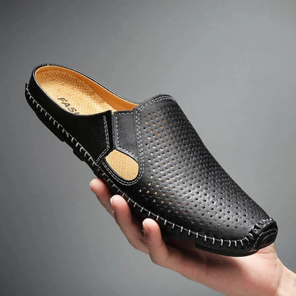 TrendAura Eliano AirWeave Mules Perforated Faux Leather With Cushioned Insole And Ventilated Comfort