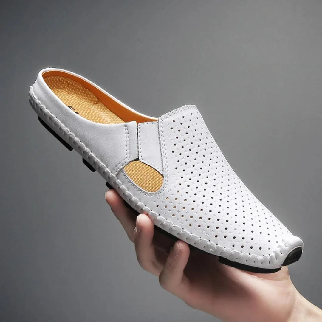 TrendAura Eliano AirWeave Mules Perforated Faux Leather With Cushioned Insole And Ventilated Comfort