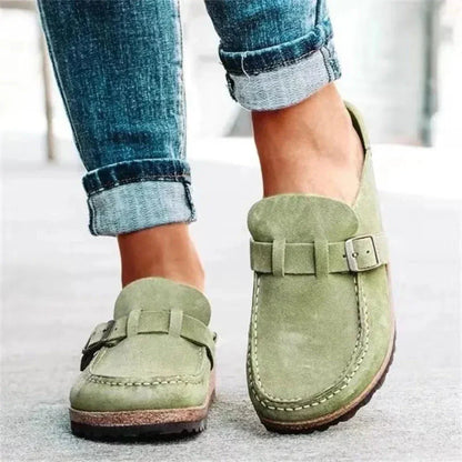 Elle Suede Buckle Mules