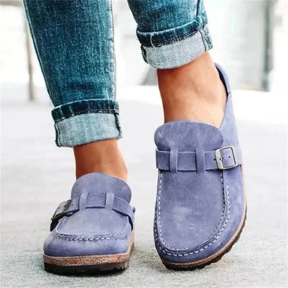 Elle Suede Buckle Mules