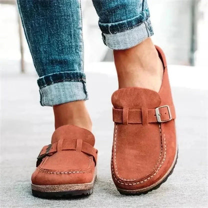 Elle Suede Buckle Mules