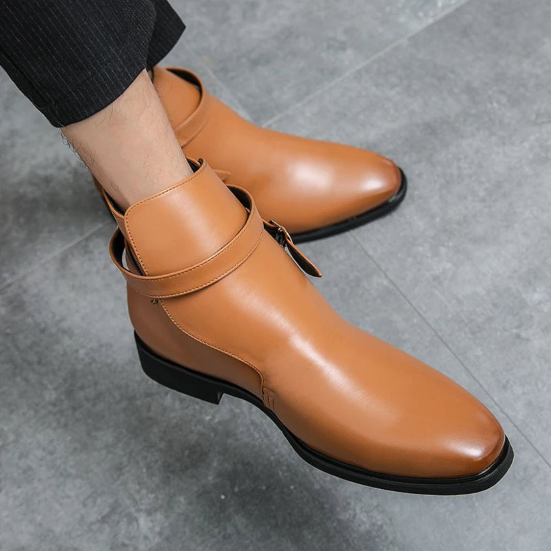 Enrique Sovereign Leather Boots for Men by Waylynn Premium Leather Sleek Ankle Strap and Lightweight Durable Sole