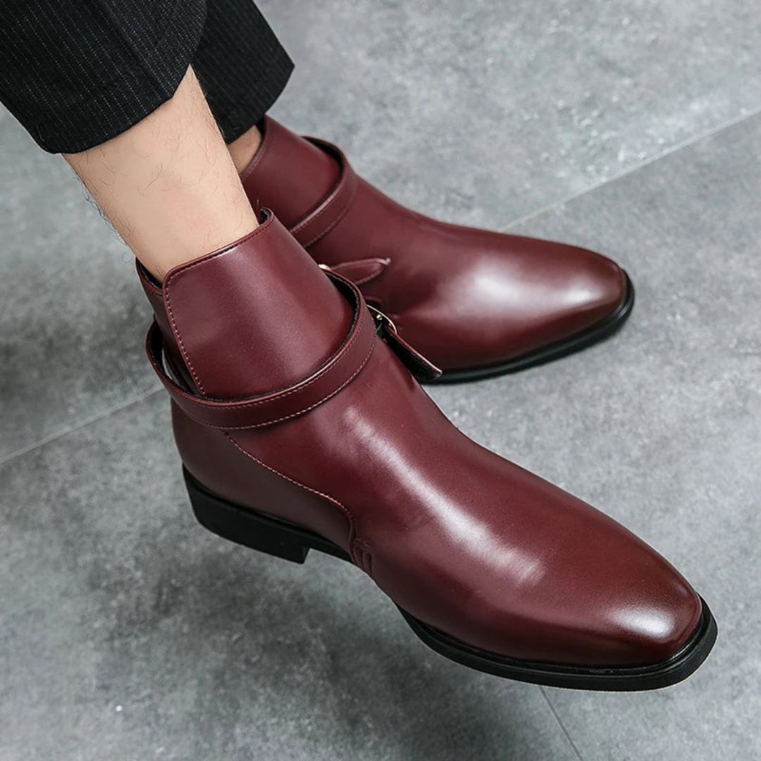Enrique Sovereign Leather Boots for Men by Waylynn Premium Leather Sleek Ankle Strap and Lightweight Durable Sole