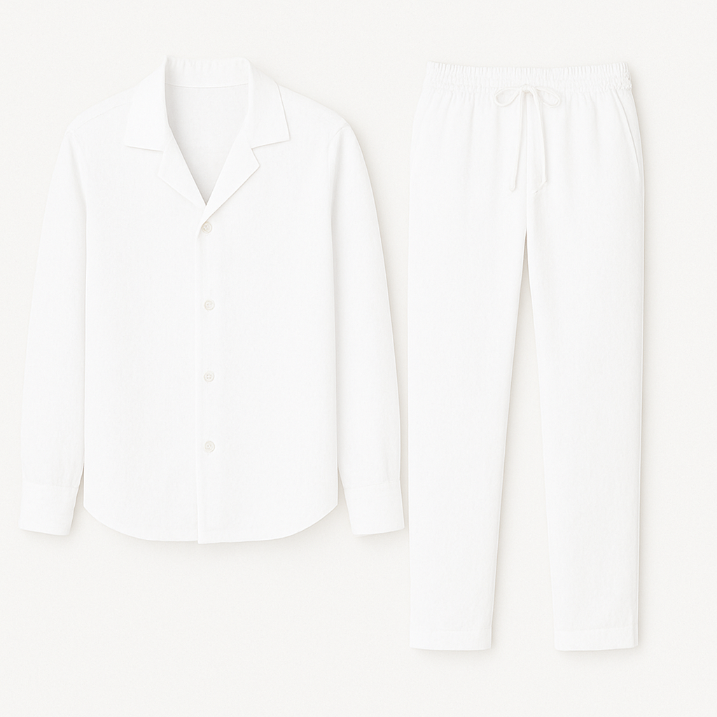 Mens Linen Set Ultra Breathable Premium Linen For Men Summer Comfort With Cuban Collar And Polished Look
