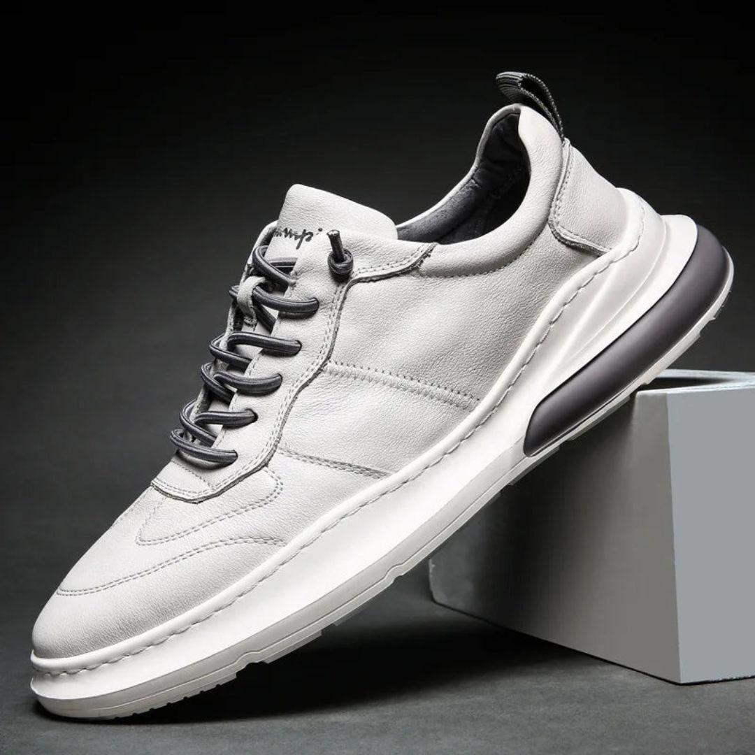 Waylynn Enzo Elevate Mens Premium Full Grain Leather Sneakers With Breathable Lining And Cushioned Sole