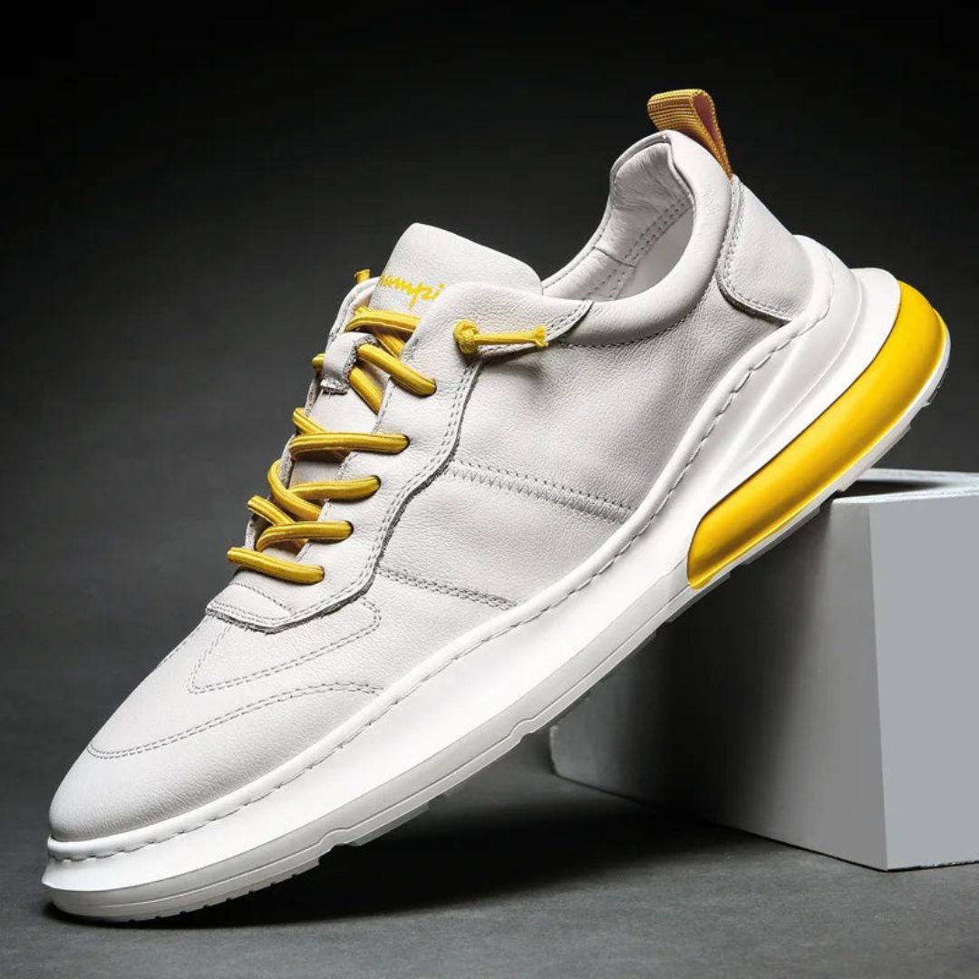 Waylynn Enzo Elevate Mens Premium Full Grain Leather Sneakers With Breathable Lining And Cushioned Sole