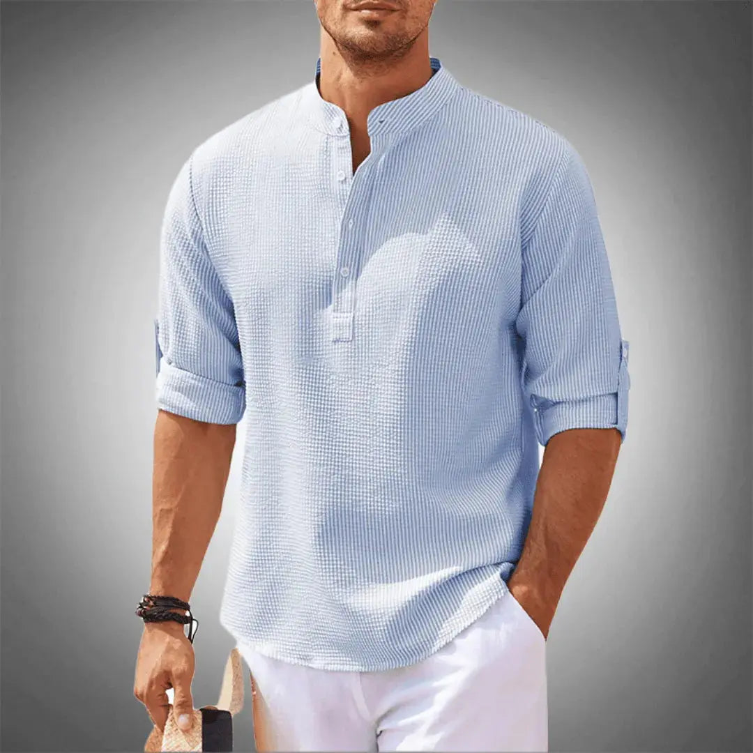 Erós Linen Shirt For Men By TrendAura Relaxed Fit With Soft Gossam Texture Grey Casual