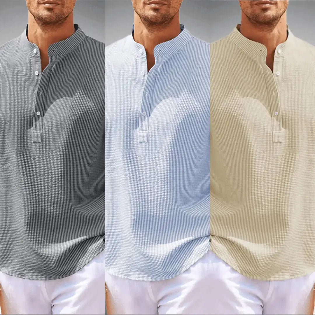 Erós Linen Shirt For Men By TrendAura Relaxed Fit With Soft Gossam Texture Grey Casual