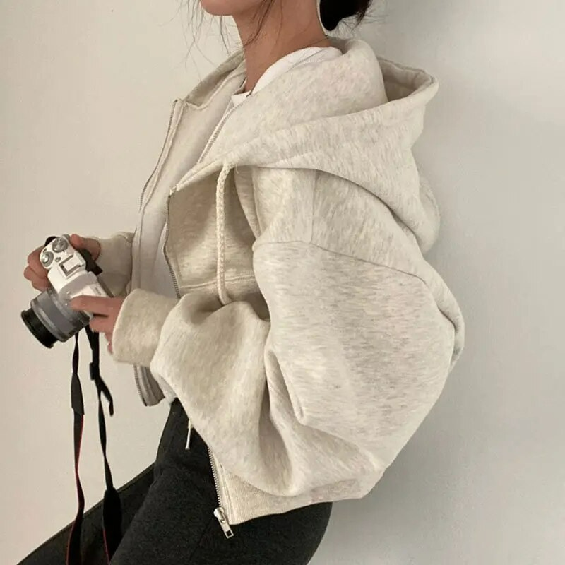 Womens Oversized Zip Up Hoodie With Plush Interior For Ultra Cozy Casual Chic Everyday Wear